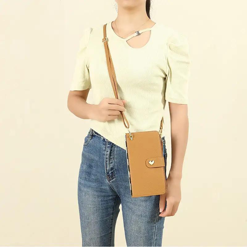 Mobile Phone Bags With Transparent Touch Screen Love Buckle Long Wallet Women Multifunctional Crossbody Shoulder Bag - WILKYs
