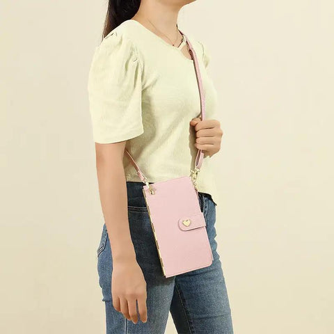 Mobile Phone Bags With Transparent Touch Screen Love Buckle Long Wallet Women Multifunctional Crossbody Shoulder Bag - WILKYs