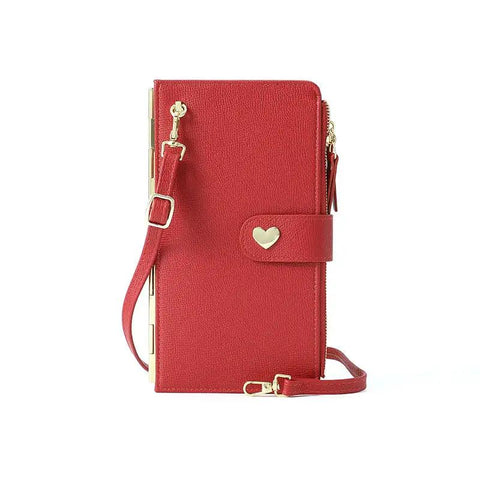 Mobile Phone Bags With Transparent Touch Screen Love Buckle Long Wallet Women Multifunctional Crossbody Shoulder Bag - WILKYs