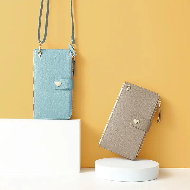 Mobile Phone Bags With Transparent Touch Screen Love Buckle Long Wallet Women Multifunctional Crossbody Shoulder Bag - WILKYs