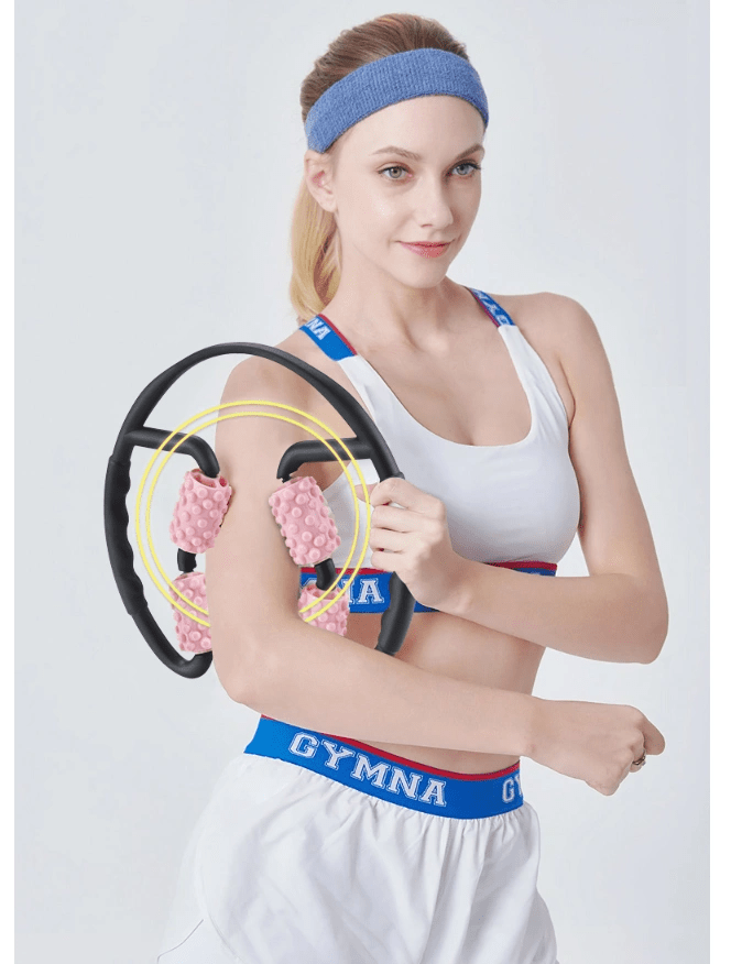 Multifunctional Muscle Massager Relaxation Roller Ring Clamp Yoga Body Shaping 4 Wheels Fitness Device for Sports - WILKYs