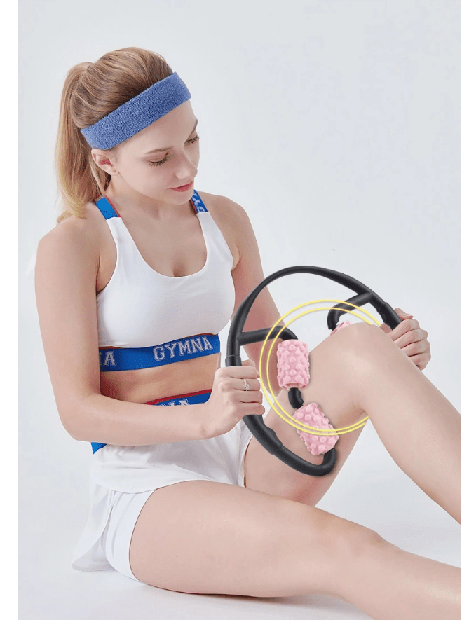 Multifunctional Muscle Massager Relaxation Roller Ring Clamp Yoga Body Shaping 4 Wheels Fitness Device for Sports - WILKYs