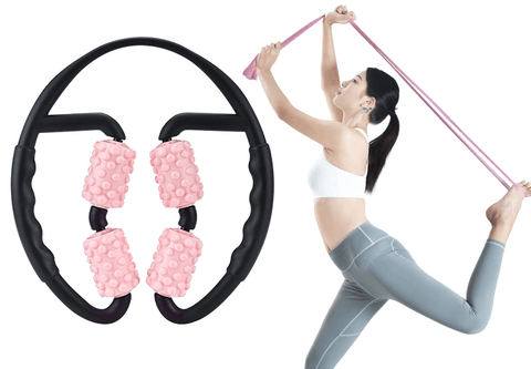 Multifunctional Muscle Massager Relaxation Roller Ring Clamp Yoga Body Shaping 4 Wheels Fitness Device for Sports - WILKYs