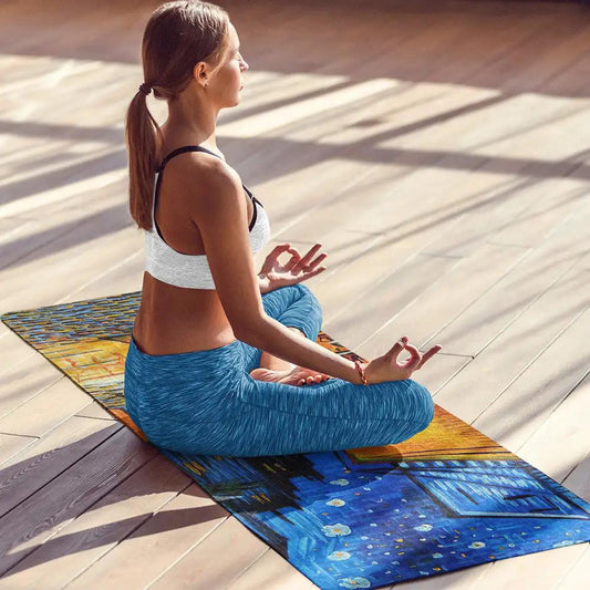 Natural Rubber Suede Yoga Mat 1.5mm Folding Fitness Dance Yoga Mat Cross - border Custom Printing - WILKYs