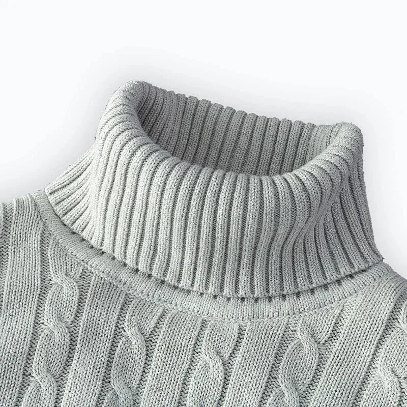 Men's Slim Fit Knitted Pullover Sweater – Warm Turtleneck, Casual Comfort - WILKYs