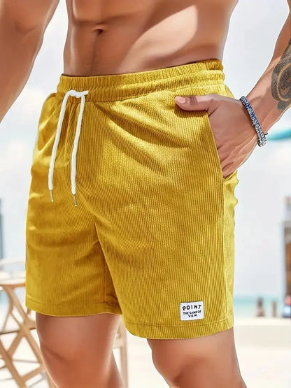 New Solid Color Men Corduroy Sweatpants Casual Shorts - WILKYs