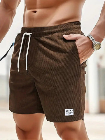 New Solid Color Men Corduroy Sweatpants Casual Shorts - WILKYs