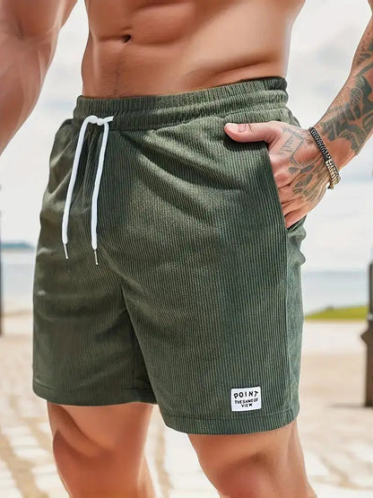 New Solid Color Men Corduroy Sweatpants Casual Shorts - WILKYs