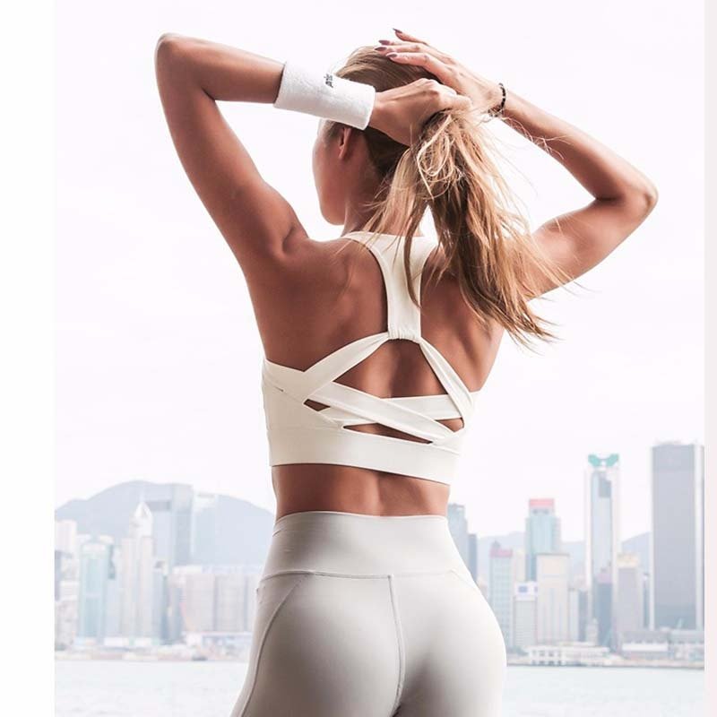 New Style White Strap Push Up Sports Bra for Women yoga top - WILKYs