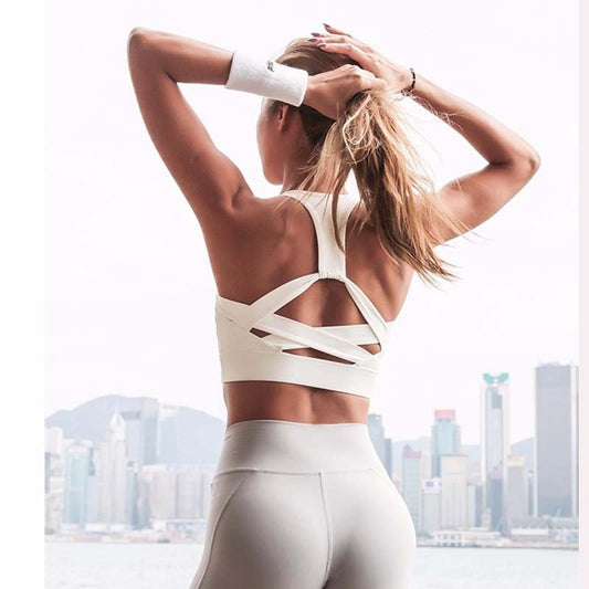 New Style White Strap Push Up Sports Bra for Women yoga top - WILKYs