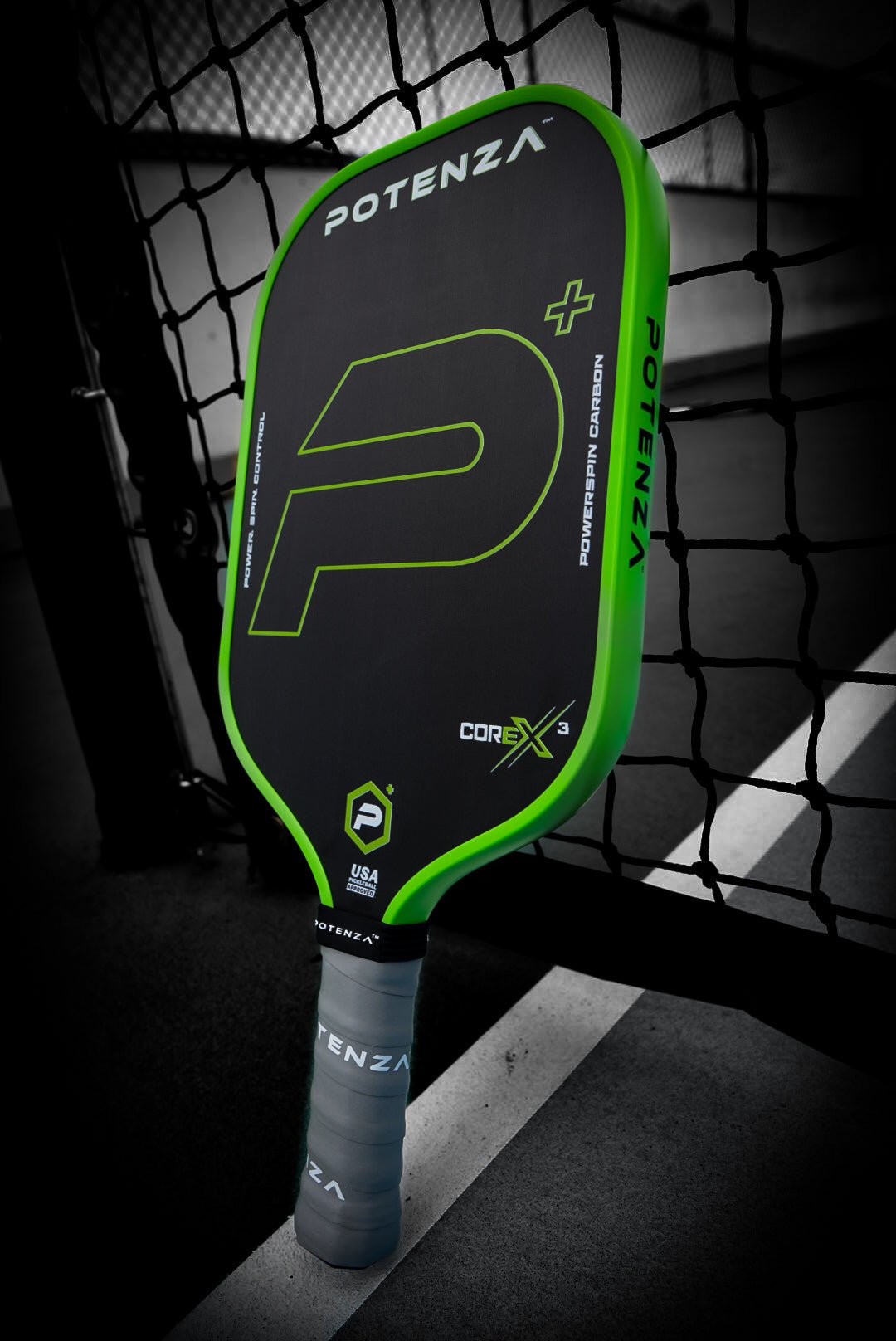 P+ PowerSpin Carbon COREx3 (Neon Green, Elongated Face) - WILKYs