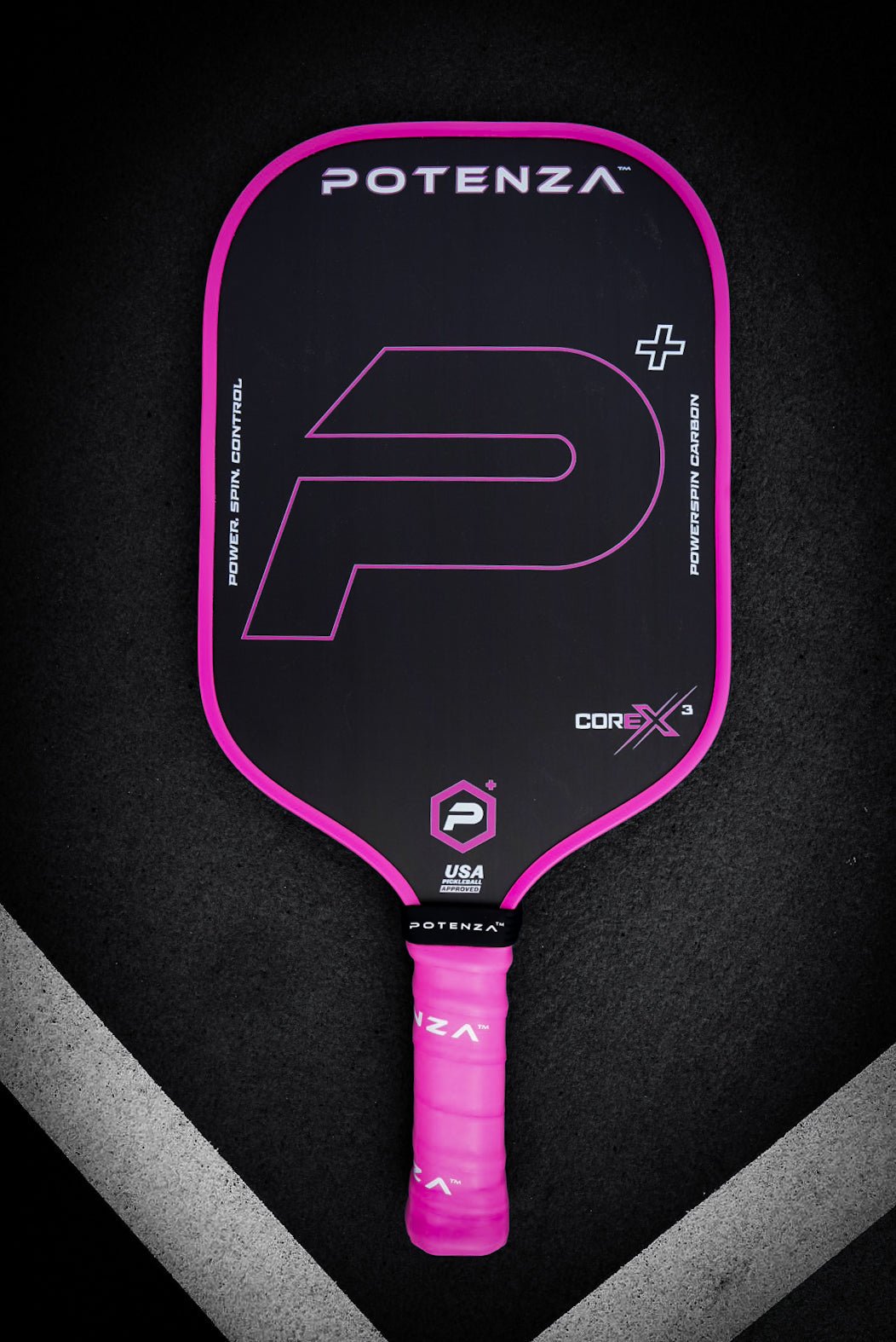 P+ PowerSpin Carbon COREx3 (Neon Pink, Elongated Face) - WILKYs