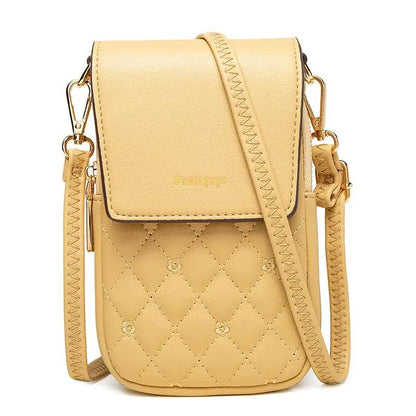 Plaid Sewing Design Mobile Phone Bags For Women Simple Buckle Multifunctional Crossbody Shoulder Bag - WILKYs