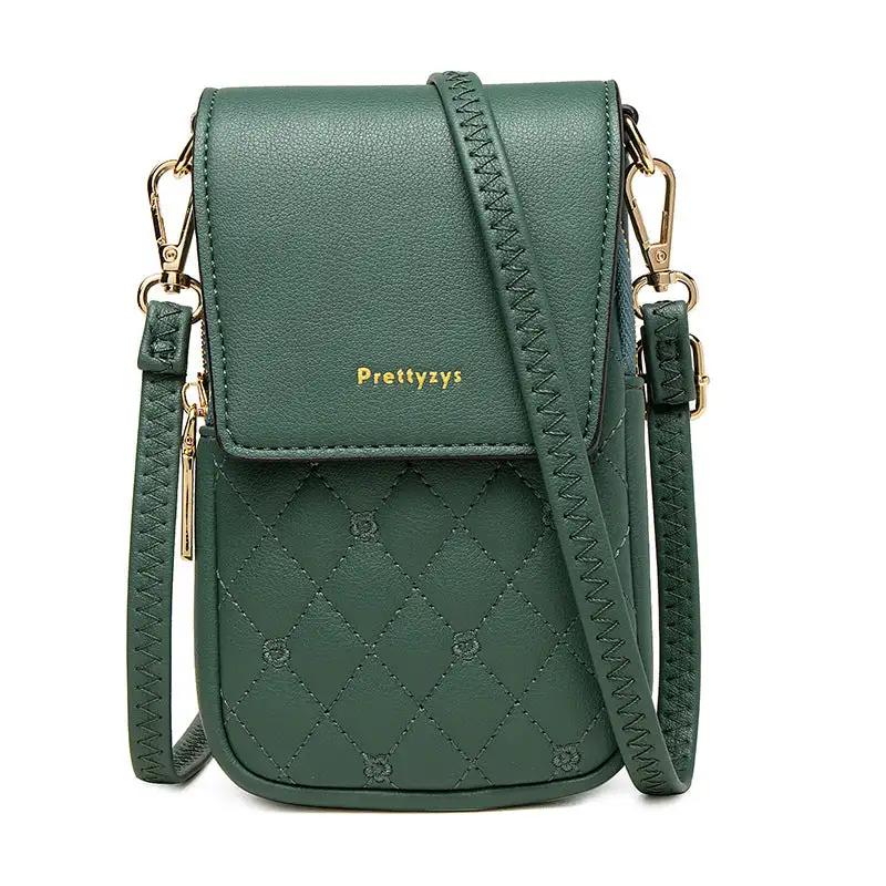 Plaid Sewing Design Mobile Phone Bags For Women Simple Buckle Multifunctional Crossbody Shoulder Bag - WILKYs