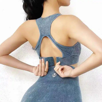 Running Shockproof Gathers Stereotyped Vest - style Anti - sagging Fitness Yoga Bra Set - WILKYs