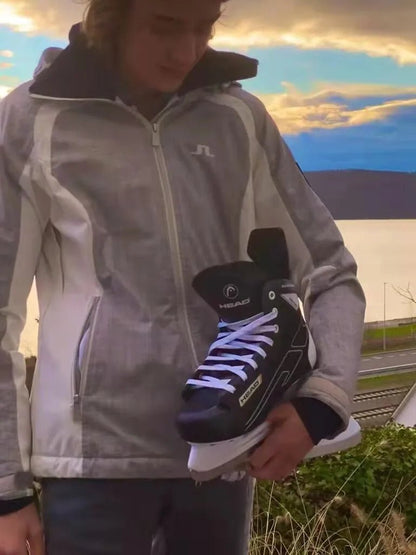 S180 Black Leather Ice Hockey Knife Blades Skates Shoes Patines With Real Ice Blade Adult Children Size 28 - 47 Beginners - WILKYs