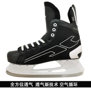 S180 Black Leather Ice Hockey Knife Blades Skates Shoes Patines With Real Ice Blade Adult Children Size 28 - 47 Beginners - WILKYs