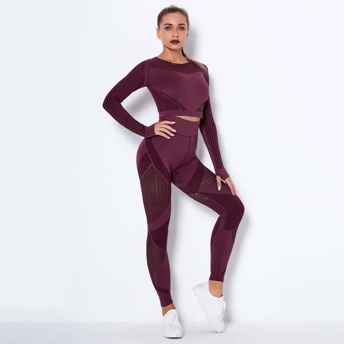 Seamless Knitted Absorbent Yoga Long - Sleeved Suit Yoga Wearsuit - WILKYs