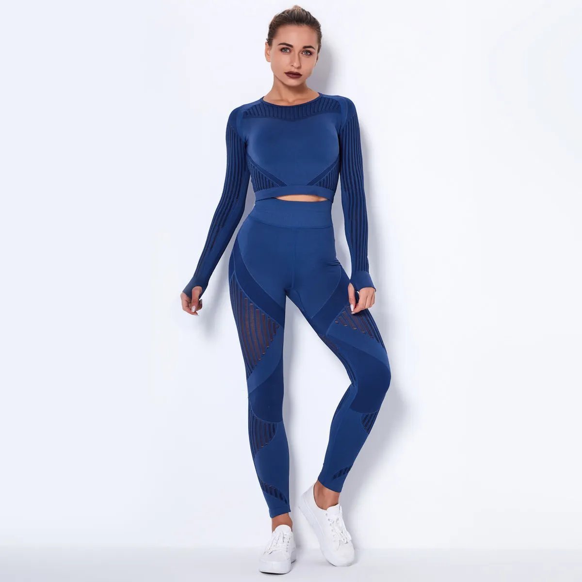 Seamless Knitted Absorbent Yoga Long - Sleeved Suit Yoga Wearsuit - WILKYs