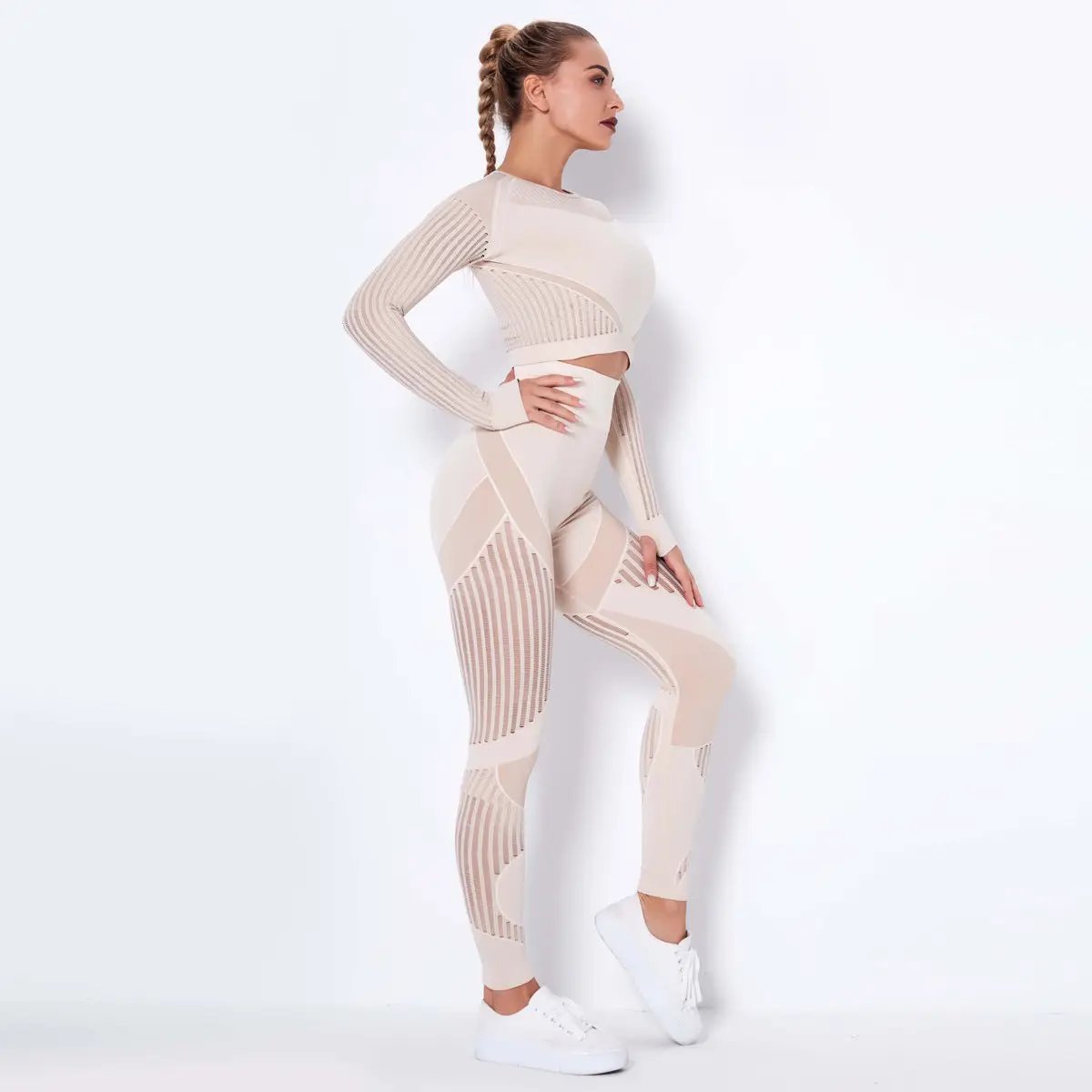 Seamless Knitted Absorbent Yoga Long - Sleeved Suit Yoga Wearsuit - WILKYs