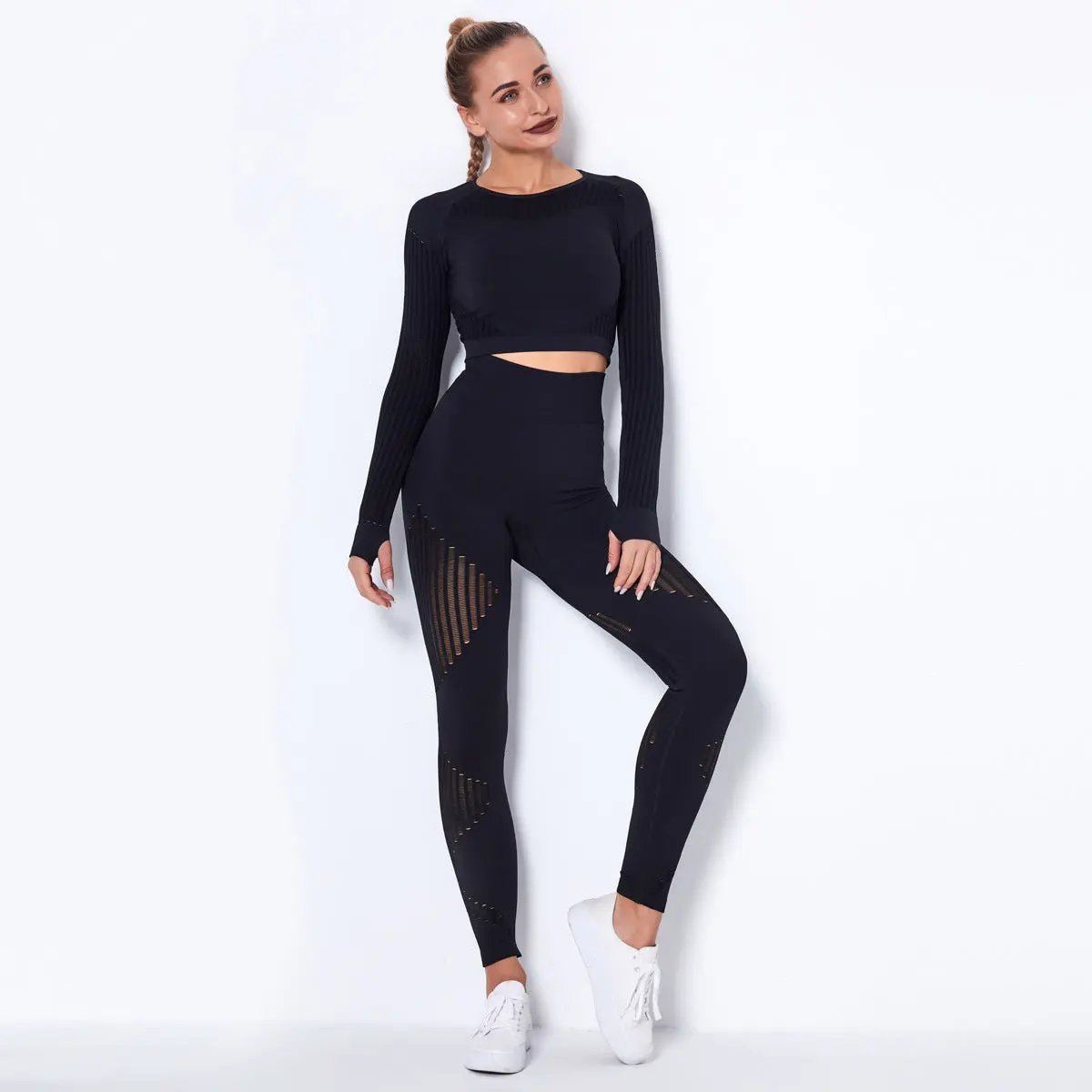 Seamless Knitted Absorbent Yoga Long - Sleeved Suit Yoga Wearsuit - WILKYs