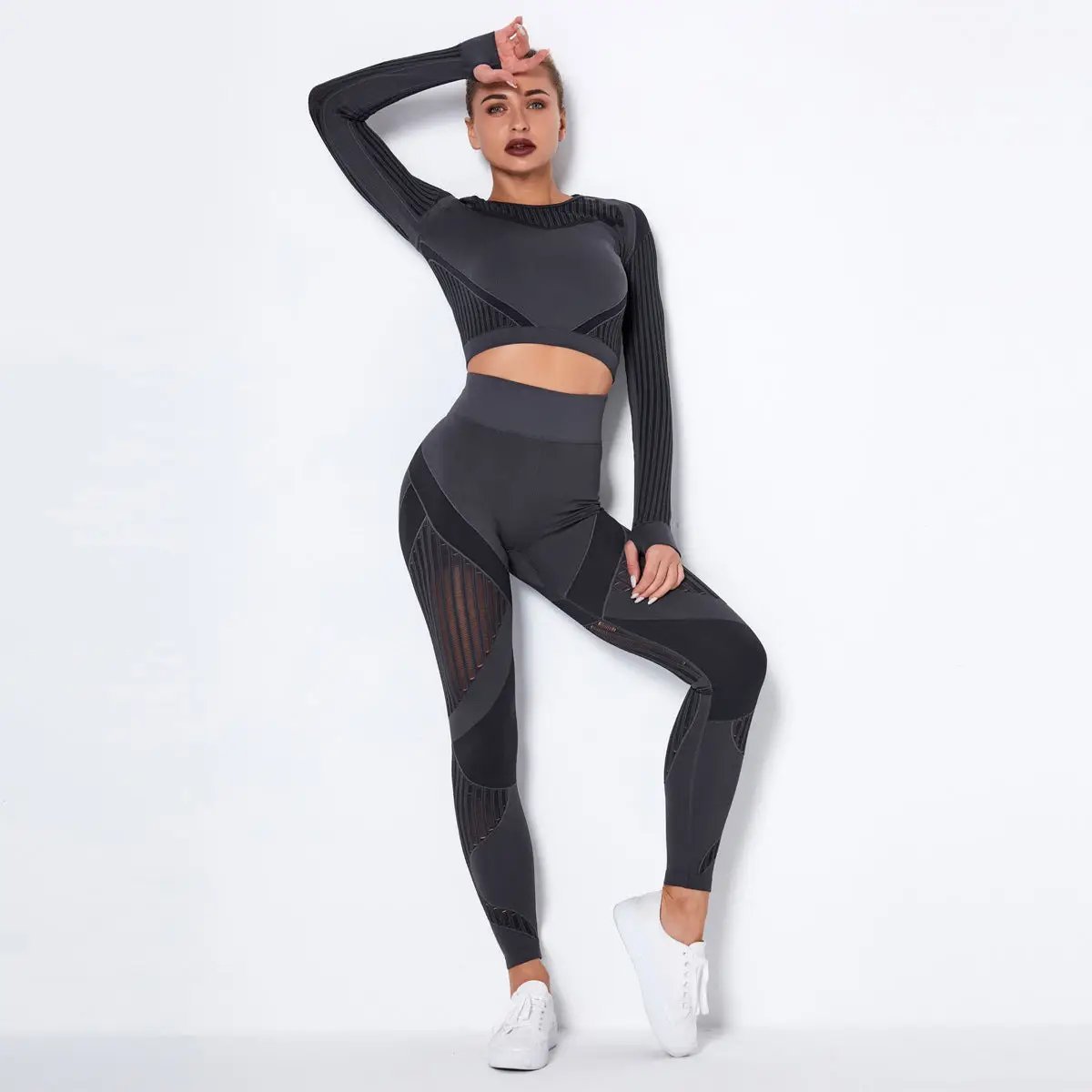 Seamless Knitted Absorbent Yoga Long - Sleeved Suit Yoga Wearsuit - WILKYs