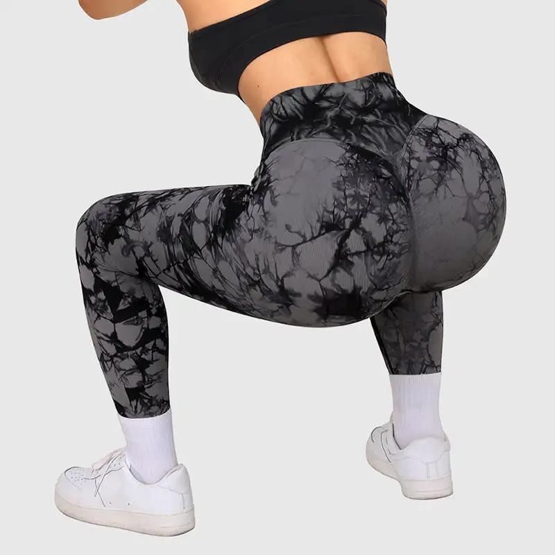 Seamless Tie Dye Leggings Women Yoga Pants Push Up Sport Fitness Running Gym Leggings - WILKYs