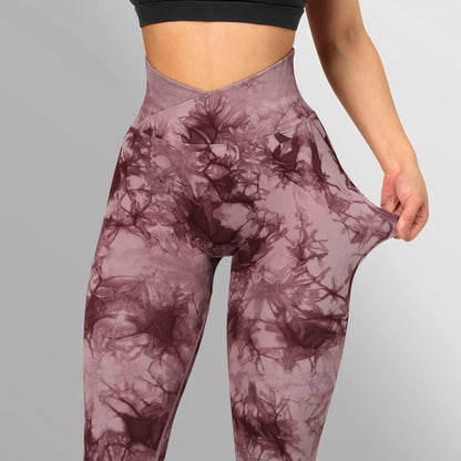 Seamless Tie Dye Leggings Women Yoga Pants Push Up Sport Fitness Running Gym Leggings - WILKYs