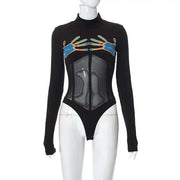 See Through Black Long Sleeve Bodysuit - WILKYs