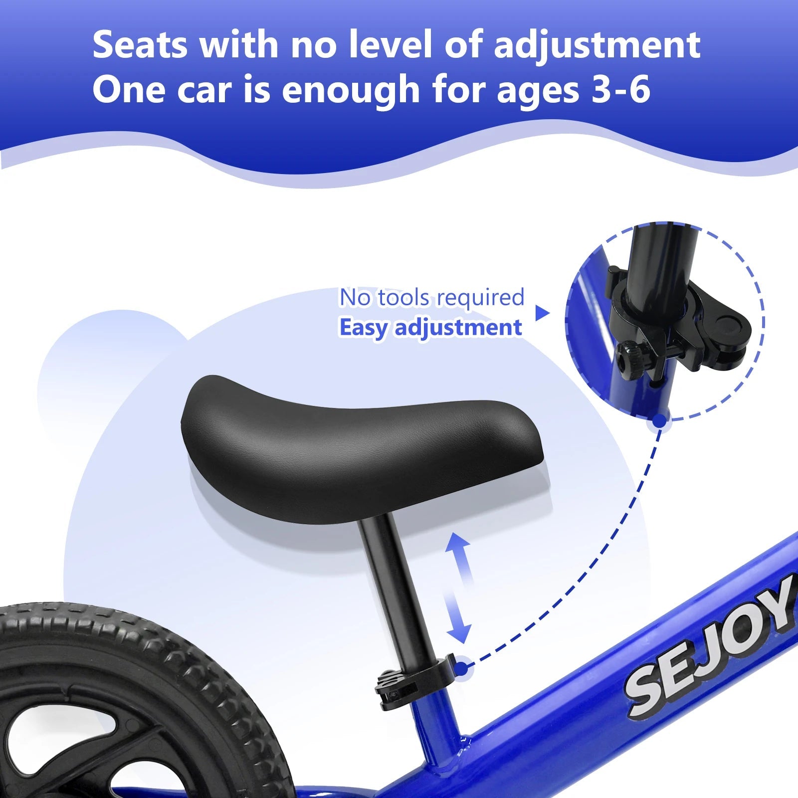 SEJOY Balance Bike for Kids Toddler Training Bicycle for Ages 3 - 6 Years Old Outside Bike Toy Scooter Saddle Height Adjustable - WILKYs