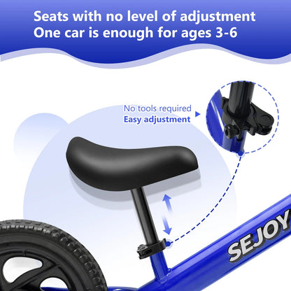 SEJOY Balance Bike for Kids Toddler Training Bicycle for Ages 3 - 6 Years Old Outside Bike Toy Scooter Saddle Height Adjustable - WILKYs