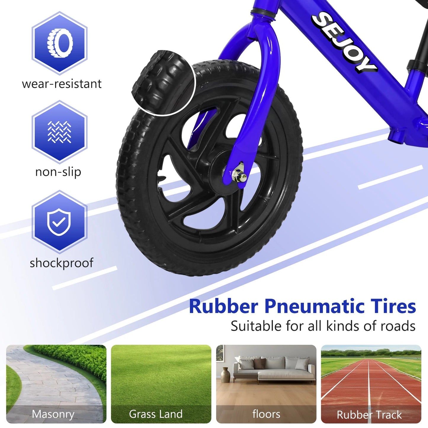 SEJOY Balance Bike for Kids Toddler Training Bicycle for Ages 3 - 6 Years Old Outside Bike Toy Scooter Saddle Height Adjustable - WILKYs