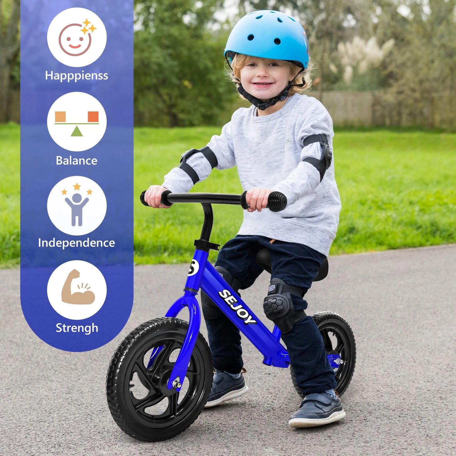 SEJOY Balance Bike for Kids Toddler Training Bicycle for Ages 3 - 6 Years Old Outside Bike Toy Scooter Saddle Height Adjustable - WILKYs