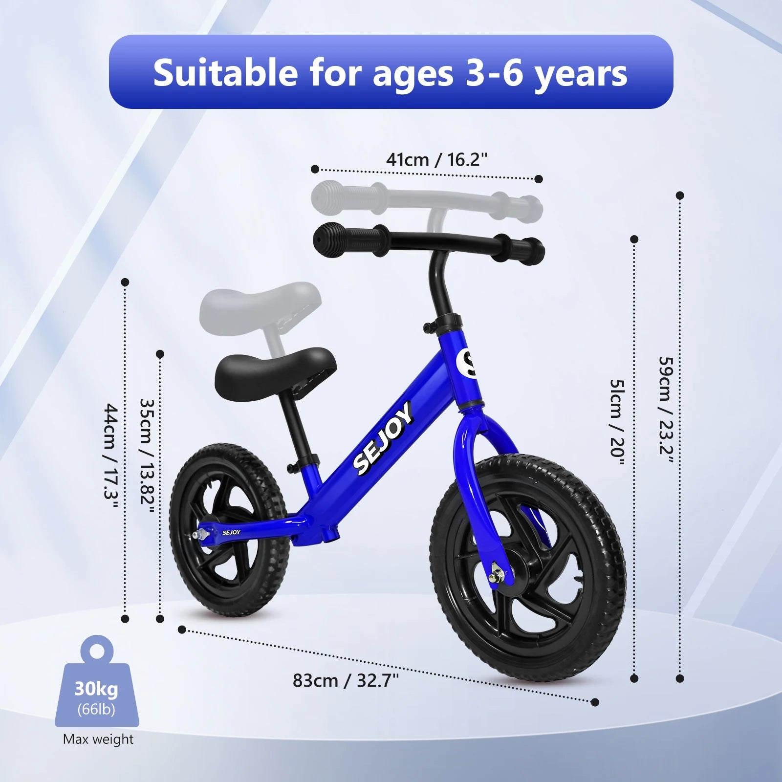 SEJOY Balance Bike for Kids Toddler Training Bicycle for Ages 3 - 6 Years Old Outside Bike Toy Scooter Saddle Height Adjustable - WILKYs
