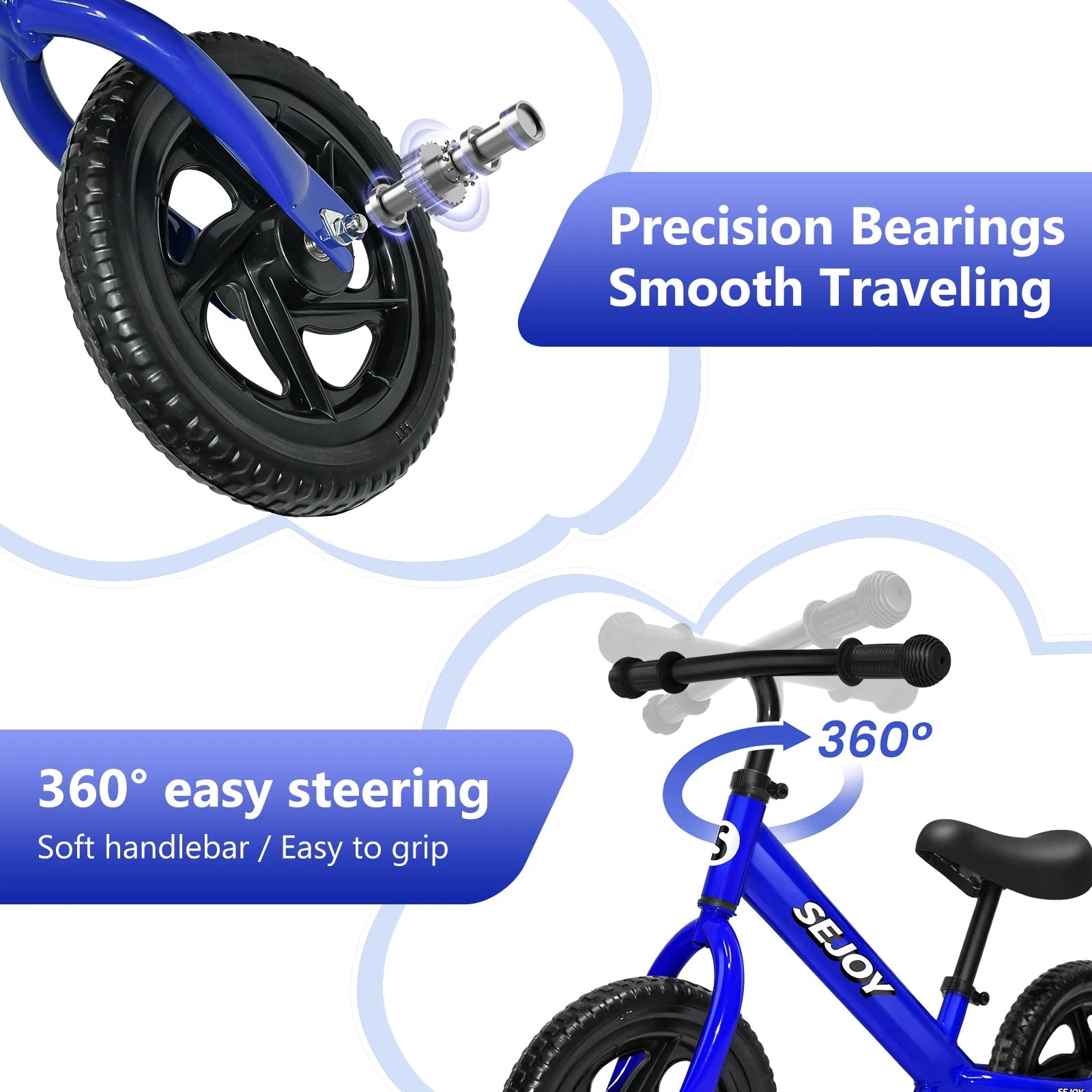 SEJOY Balance Bike for Kids Toddler Training Bicycle for Ages 3 - 6 Years Old Outside Bike Toy Scooter Saddle Height Adjustable - WILKYs