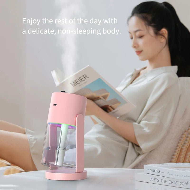 Shakes Head Desktop Portable Humidifier New Projection Starry Sky Top USB Heavy Fog Vehicle New Rotating Aromatherapy Machine - WILKYs