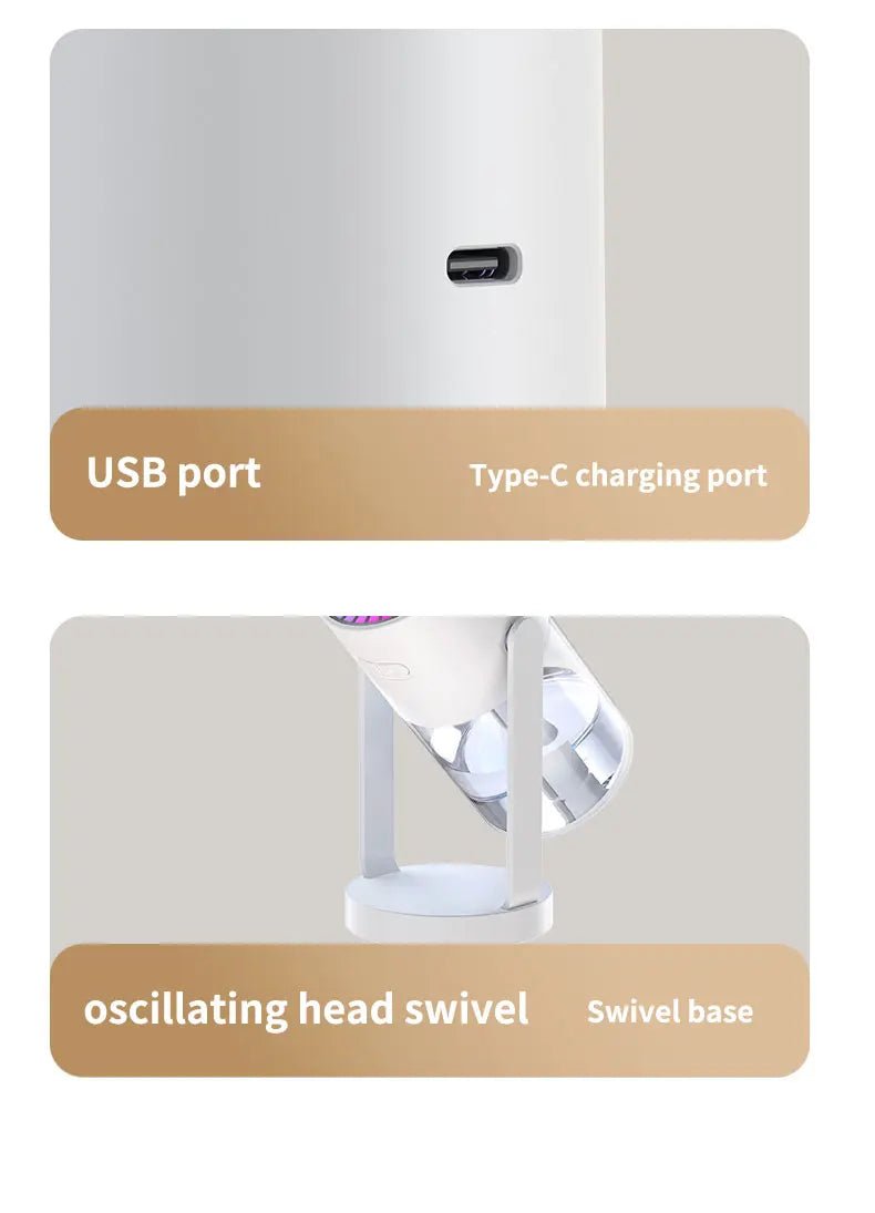 Shakes Head Desktop Portable Humidifier New Projection Starry Sky Top USB Heavy Fog Vehicle New Rotating Aromatherapy Machine - WILKYs