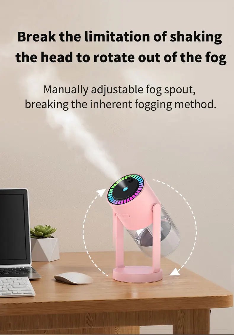 Shakes Head Desktop Portable Humidifier New Projection Starry Sky Top USB Heavy Fog Vehicle New Rotating Aromatherapy Machine - WILKYs