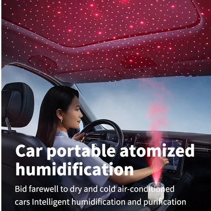 Shakes Head Desktop Portable Humidifier New Projection Starry Sky Top USB Heavy Fog Vehicle New Rotating Aromatherapy Machine - WILKYs