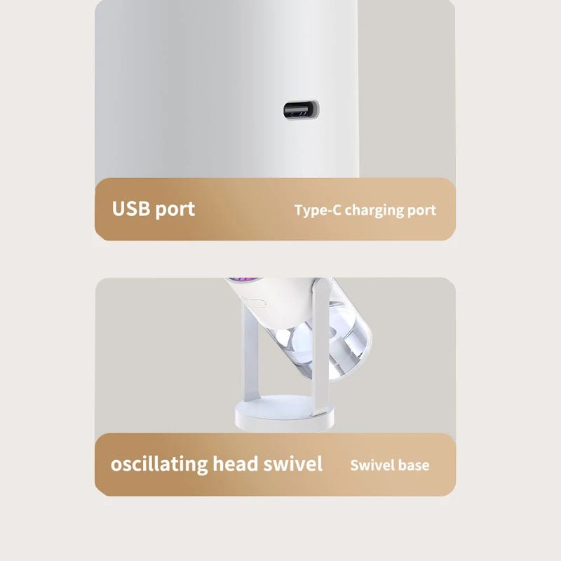 Shakes Head Desktop Portable Humidifier New Projection Starry Sky Top USB Heavy Fog Vehicle New Rotating Aromatherapy Machine - WILKYs