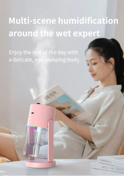 Shakes Head Desktop Portable Humidifier New Projection Starry Sky Top USB Heavy Fog Vehicle New Rotating Aromatherapy Machine - WILKYs