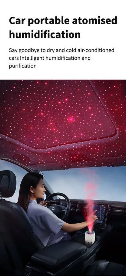 Shakes Head Desktop Portable Humidifier New Projection Starry Sky Top USB Heavy Fog Vehicle New Rotating Aromatherapy Machine - WILKYs