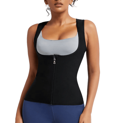 Sleeveless Sauna Suit with Zipper Women Waist Trainer Vest Sweat Tank Top Shaper Tummy Control Weight Loss Ladies Gym Clothing - WILKYs