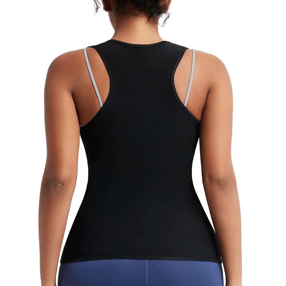 Sleeveless Sauna Suit with Zipper Women Waist Trainer Vest Sweat Tank Top Shaper Tummy Control Weight Loss Ladies Gym Clothing - WILKYs