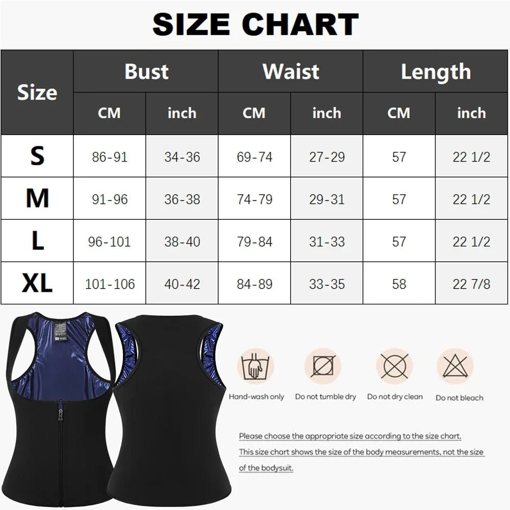 Sleeveless Sauna Suit with Zipper Women Waist Trainer Vest Sweat Tank Top Shaper Tummy Control Weight Loss Ladies Gym Clothing - WILKYs