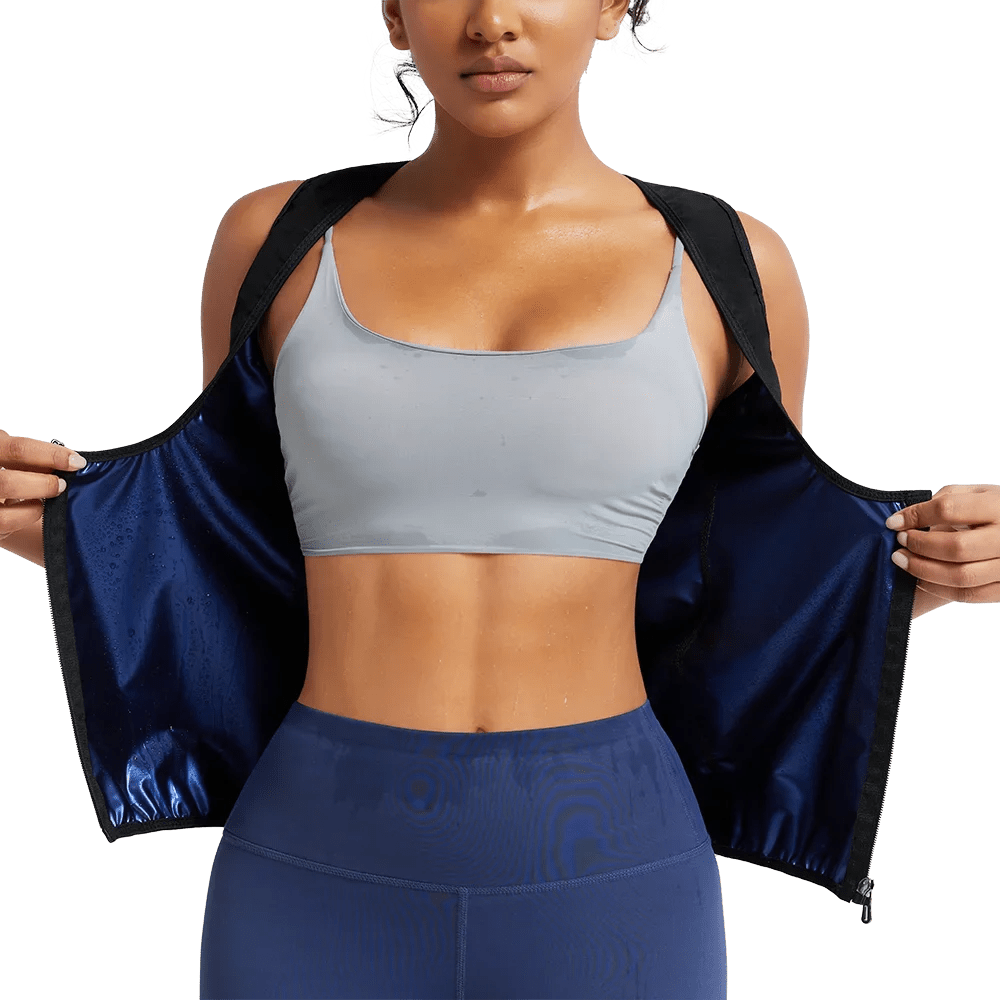 Sleeveless Sauna Suit with Zipper Women Waist Trainer Vest Sweat Tank Top Shaper Tummy Control Weight Loss Ladies Gym Clothing - WILKYs