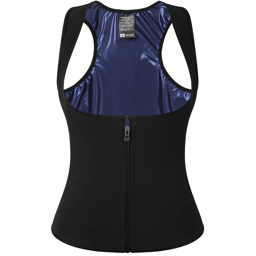 Sleeveless Sauna Suit with Zipper Women Waist Trainer Vest Sweat Tank Top Shaper Tummy Control Weight Loss Ladies Gym Clothing - WILKYs