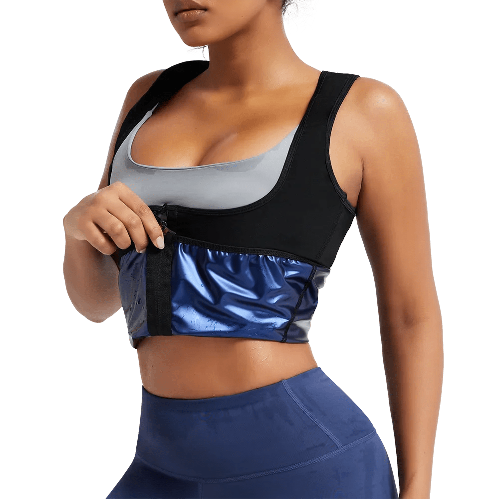 Sleeveless Sauna Suit with Zipper Women Waist Trainer Vest Sweat Tank Top Shaper Tummy Control Weight Loss Ladies Gym Clothing - WILKYs