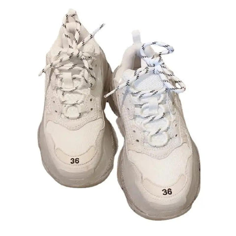 Sneakers Women's Fashion Crystal Muffin Platform Lace Up Casual Sneaker - WILKYs