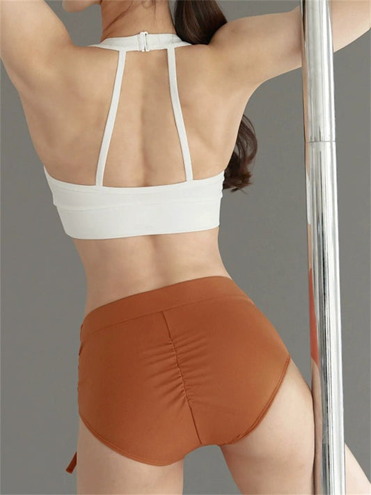 South Korea New Halterneck Mesh Beauty Back Yoga Workout Vest Drawstring Nude Feel Running Shorts Suit Quick - Drying Two - Piece Suit - WILKYs